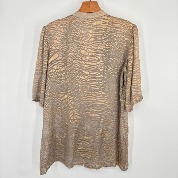 Chicos 1 Animal Print semi Sheer burnout Tunic 3/4 Sleeves Size medium Gold - Picture 11 of 11